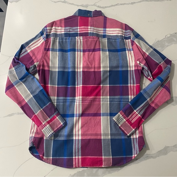 Aeropostale square bottom down shirt pink blue men Sz M - Picture 4 of 8